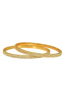 MEMOIR Set Of 2 Gold-Plated CZ Studded Diamond Bangles
