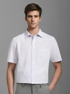 Louis Philippe Men Classic Spread Collar Solid Cotton Formal Shirt