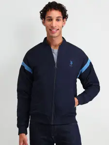 U.S. Polo Assn. Denim Co. Men Stand Collar Solid Casual Bomber Jacket