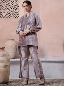 Sangria Mauve Long Sleeves Top With Trousers