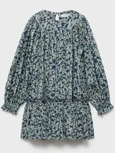 Mango Kids Girls Floral Print Ruffled Drop-Waist Dress