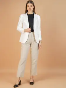 INDOPHILIA Self Design Notched Lapel Collar Single Breasted Blazer