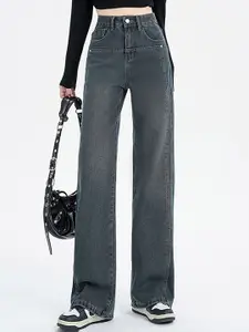 LULU & SKY Women Jean Wide Leg High-Rise Highly Distressed Jeans