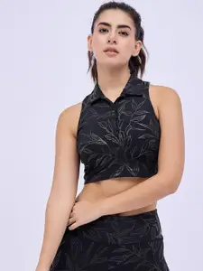 Avanday Printed Shirt Style Crop Top