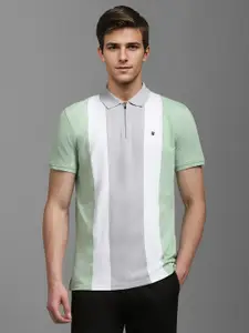 Louis Philippe Sport Men Striped Polo Collar Slim Fit T-shirt