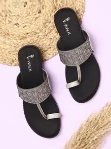 V-WALK Women Embellished Slip-Ons One Toe Flats