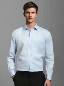 Luxure by Louis Philippe Men Classic Spread Collar Vertical Striped Cotton Formal Shirt