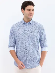 Allen Solly Men Classic Spread Collar Floral Printed Cotton Slim Fit Casual Shirt