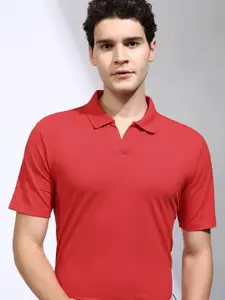HIGHLANDER Men Solid Polo Collar Cotton T-shirt