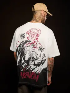 The Souled Store Men Graphic Printed Round Neck Cotton Oversized Venom T-shirt