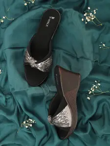 V-WALK Women Embellished Open Toe Party Wedge Sandals