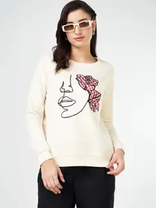 Honey by Pantaloons Women Cotton Printed Round Neck Long Sleeves Pullover Sweatshirt