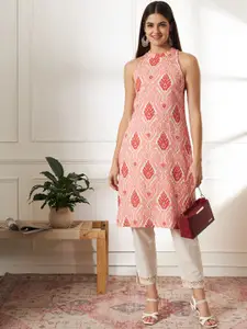 Anouk Rustic Ethnic Motifs Printed Halter Neck Sleeveless Regular Pure Cotton Kurta