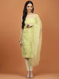 Meena Bazaar Embroidered Thread Work Art Silk Unstitched Dress Material