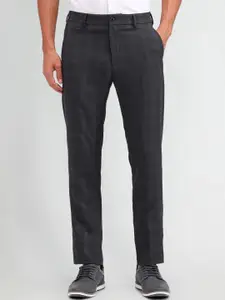 Arrow New York Men Mid-Rise Checked Urban Slim Slim Fit Trousers