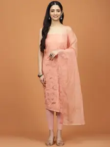 Meena Bazaar Floral Embroidered Unstitched Dress Material