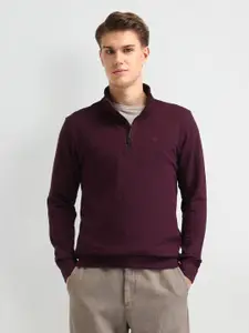 Arrow Men Brand Logo Self Design Cotton Sweatshirt