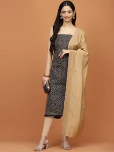 Meena Bazaar Ethnic Motifs Embroidered Chanderi Unstitched Dress Material