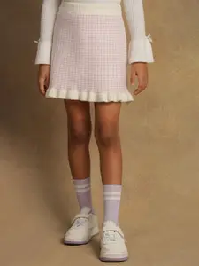 One Friday Girls Checked Slip-On Mini Skirt