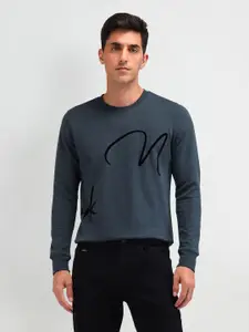 Arrow New York Men Typography Printed Pure Cotton Round Neck Sweatshirt