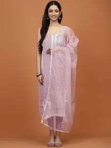 Meena Bazaar Embroidered Sequinned Organza Unstitched Dress Material