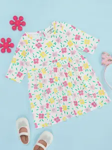 Pantaloons Baby Girls Cotton Floral Printed Fit & Flare Dress