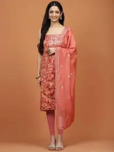 Meena Bazaar Printed Sequinned Unstitched Dress Material