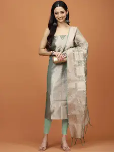 Meena Bazaar Embroidered Sequinned Tissue Unstitched Dress Material