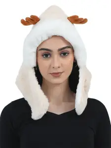 FabSeasons Women Self Design Winter Beanie Cap and Neck Scarf