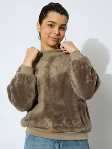 Noh.Voh - SASSAFRAS Kids Girls High Neck Fur Sweatshirt