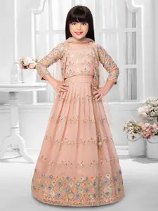 Tiny Kingdom Girls Embroidered Ready to Wear Lehenga & Blouse With Dupatta & Jacket
