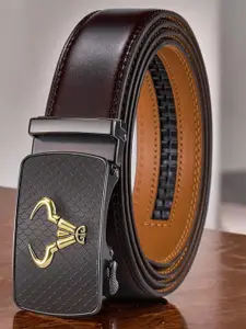 ZORO Men Solid PU Slider Buckle Belt