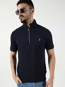 Thomas Scott Men High Neck Solid Casual Cotton T-shirt