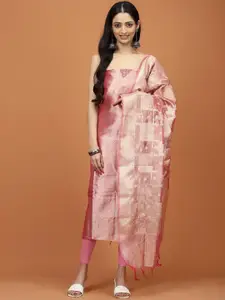 Meena Bazaar Embroidered Sequinned Tissue Unstitched Dress Material