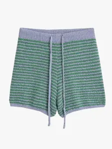 LULU & SKY Women Striped High-Rise Technology Shorts