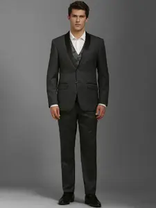 Louis Philippe Men Slim-Fit Single-Breasted Blazer and Waistcoat with Trousers Suits