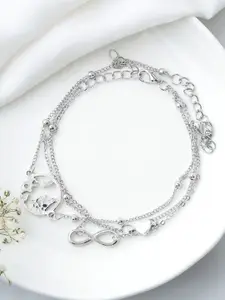 JOKER & WITCH Silver-Plated Stone Studded & Beaded Single Anklet