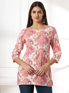 Anouk Rustic Women Paisley Printed Gotta Patti Pure Cotton Short Kurti