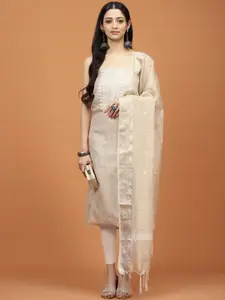 Meena Bazaar Yoke Embroidered Tissue Unstitched Dress Material