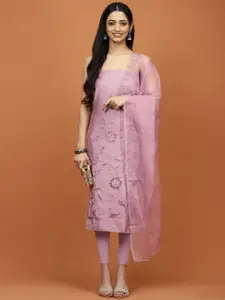 Meena Bazaar Floral Embroidered Unstitched Dress Material