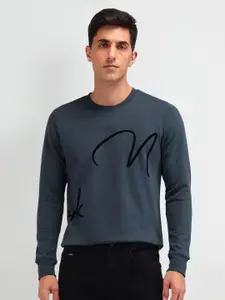 Arrow New York Men Round Neck Alphanumeric Printed Sweatshirt