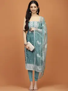 Meena Bazaar Paisley Embroidered Beads And Stones Unstitched Dress Material