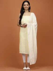 Meena Bazaar Sequin & Thread Embroidered Chanderi Unstitched Dress Material