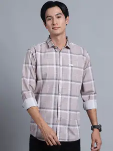 Majestic Man Men Comfort Spread Collar Checked Cotton Slim Fit Casual Shirt