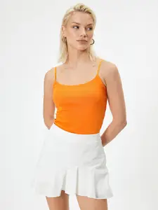 Koton Women Solid Shoulder Straps Cotton Top