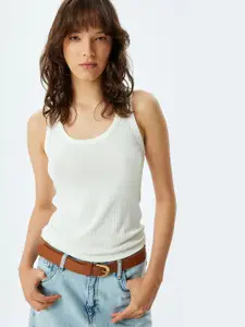 Koton Women Solid Scoop Neck Top