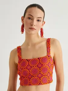 Koton Women Self Design Shoulder Straps Top