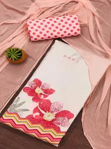 Peachmode Women Floral Printed Pure Cotton Sequinned Unstitched Dress Material