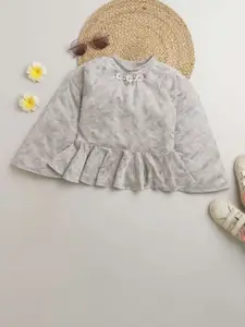 Tiny Girl Floral Printed Round Neck Top