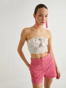 Koton Women Floral Printed Strapless Top